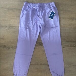 Lavender Elastic-Waist Jogger Scrub Pants